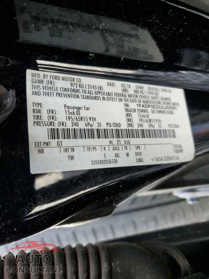 FORD FOCUS 2018 - 1FADP3E25JL255581