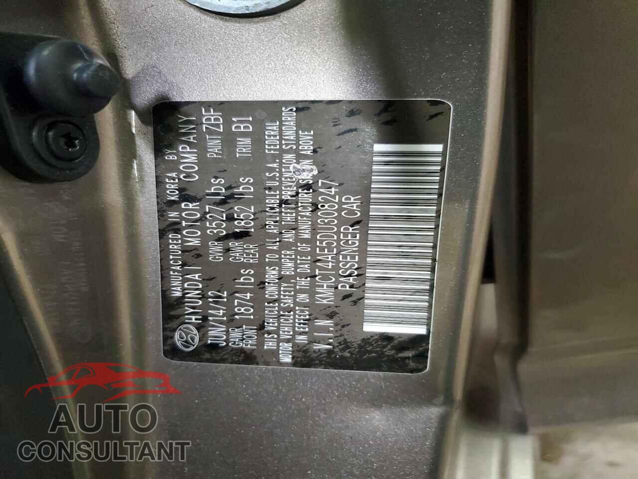 HYUNDAI ACCENT 2013 - KMHCT4AE5DU308247