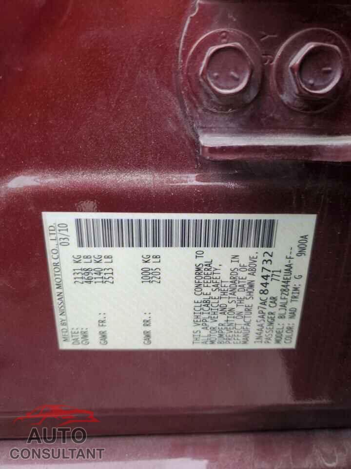 NISSAN MAXIMA 2010 - 1N4AA5AP7AC844732