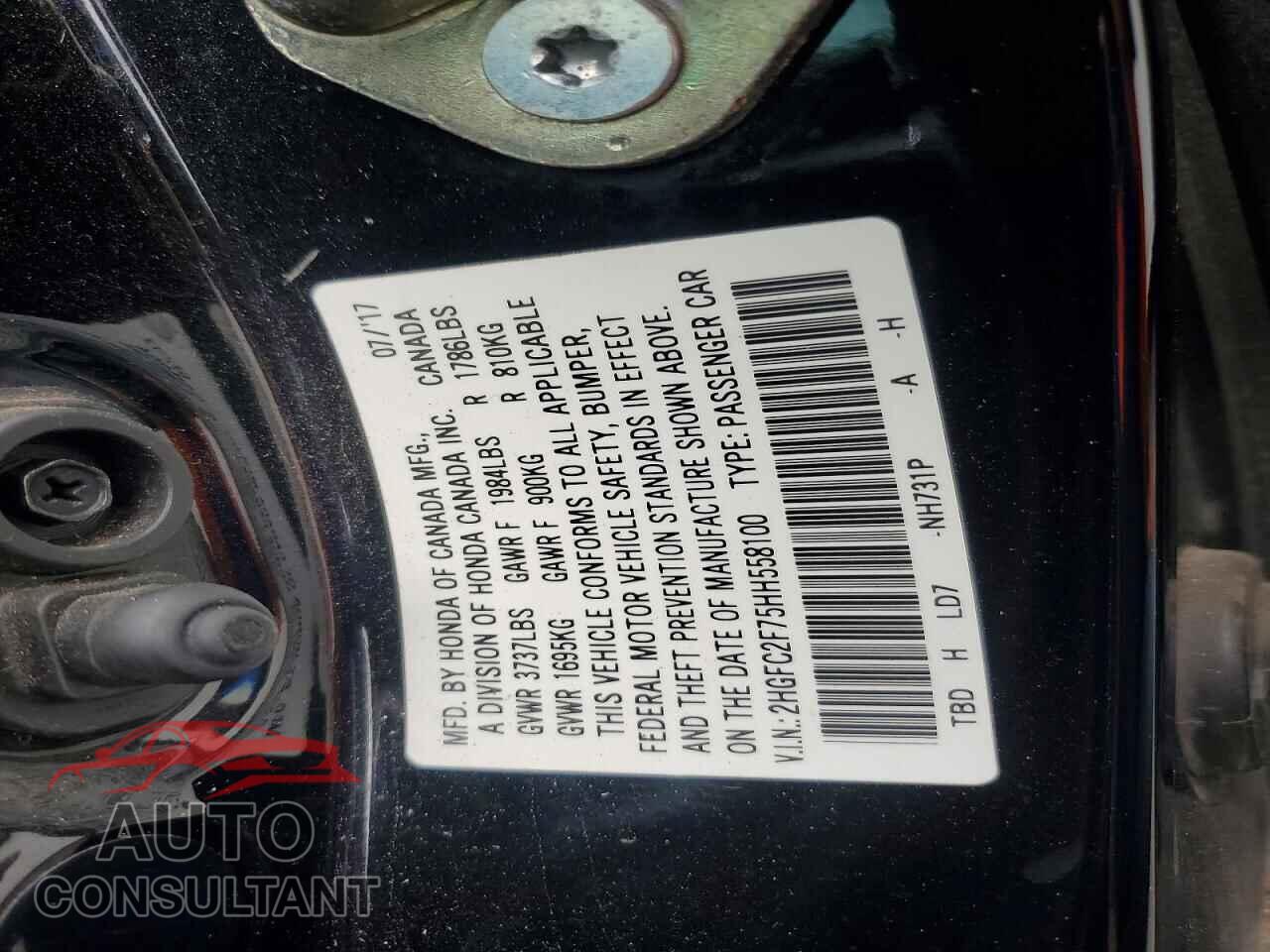 HONDA CIVIC 2017 - 2HGFC2F75HH558100