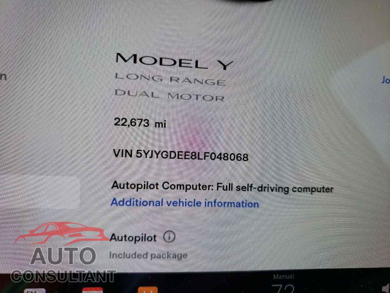 TESLA MODEL Y 2020 - 5YJYGDEE8LF048068