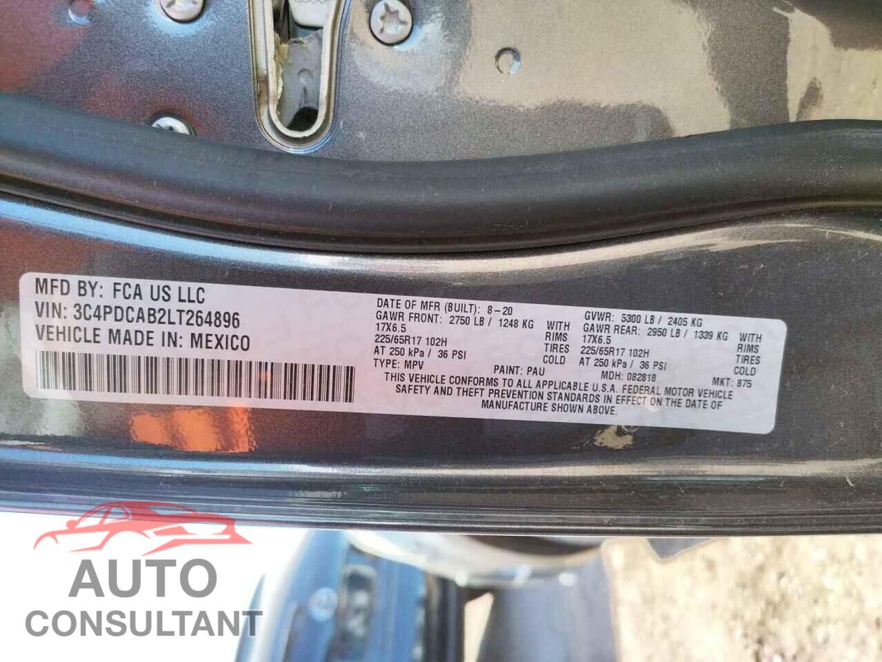 DODGE JOURNEY 2020 - 3C4PDCAB2LT264896