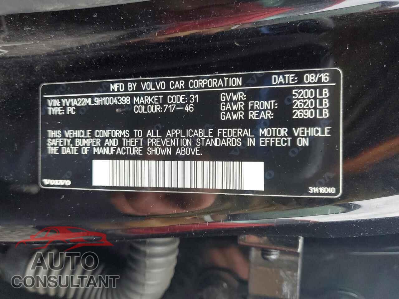 VOLVO S90 2017 - YV1A22ML9H1004398