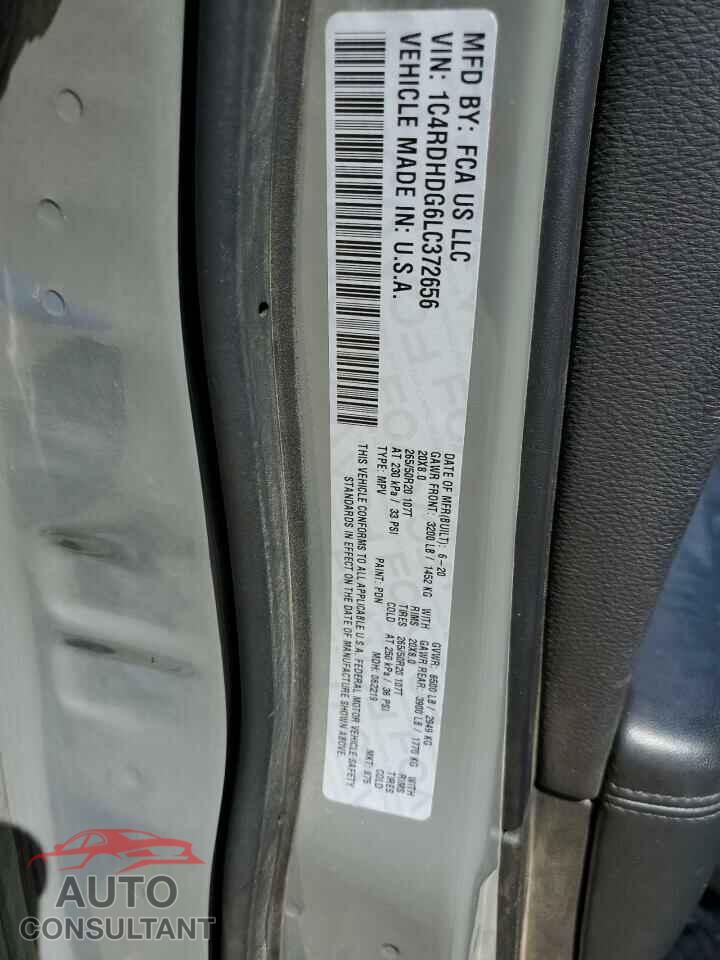 DODGE DURANGO 2020 - 1C4RDHDG6LC372656
