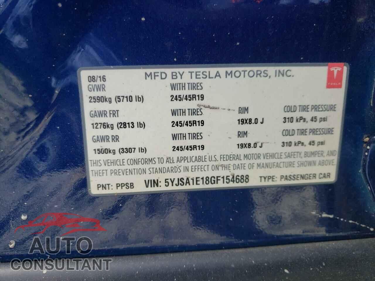 TESLA MODEL S 2016 - 5YJSA1E18GF154688