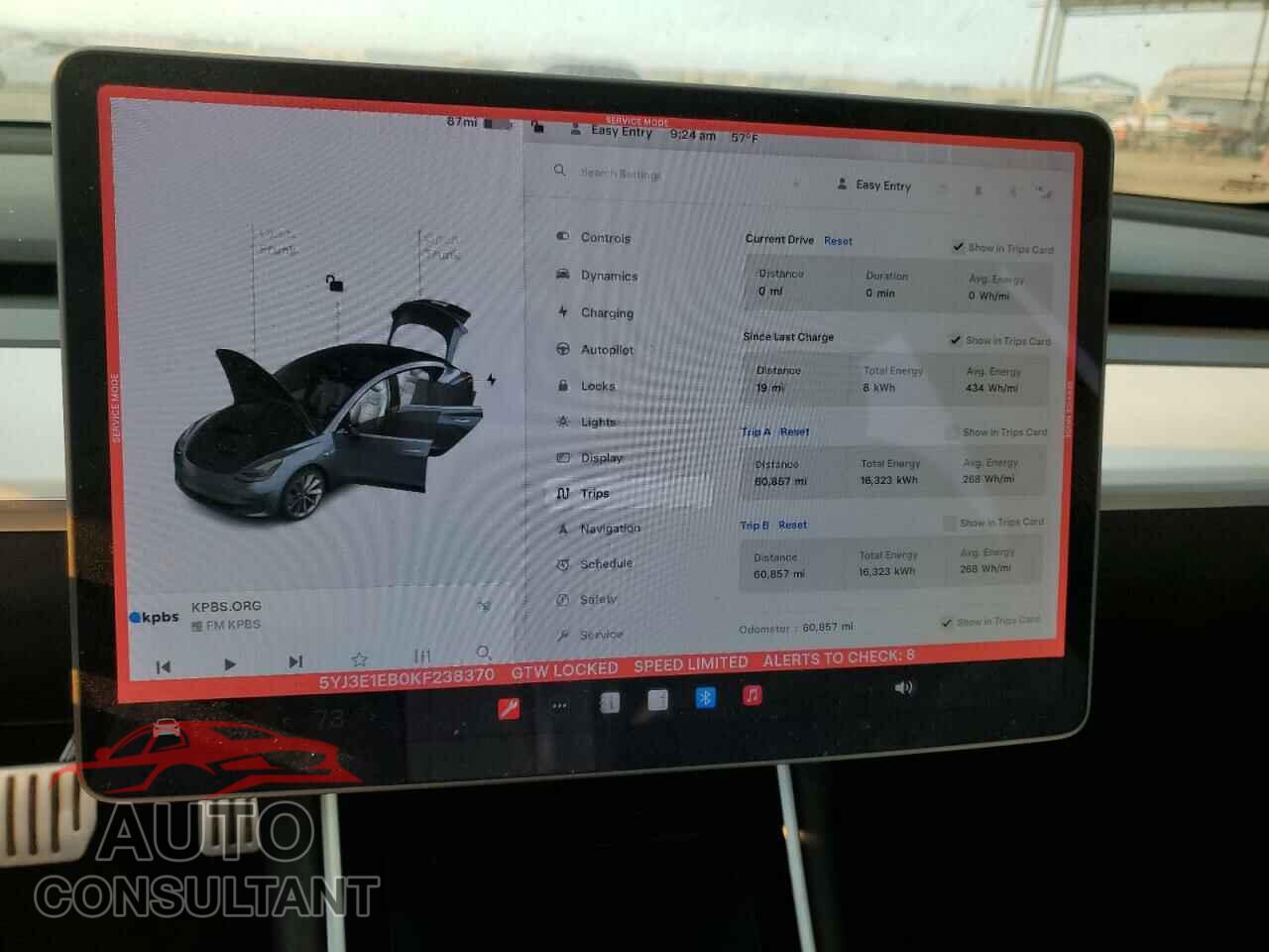 TESLA MODEL 3 2019 - 5YJ3E1EB0KF238370