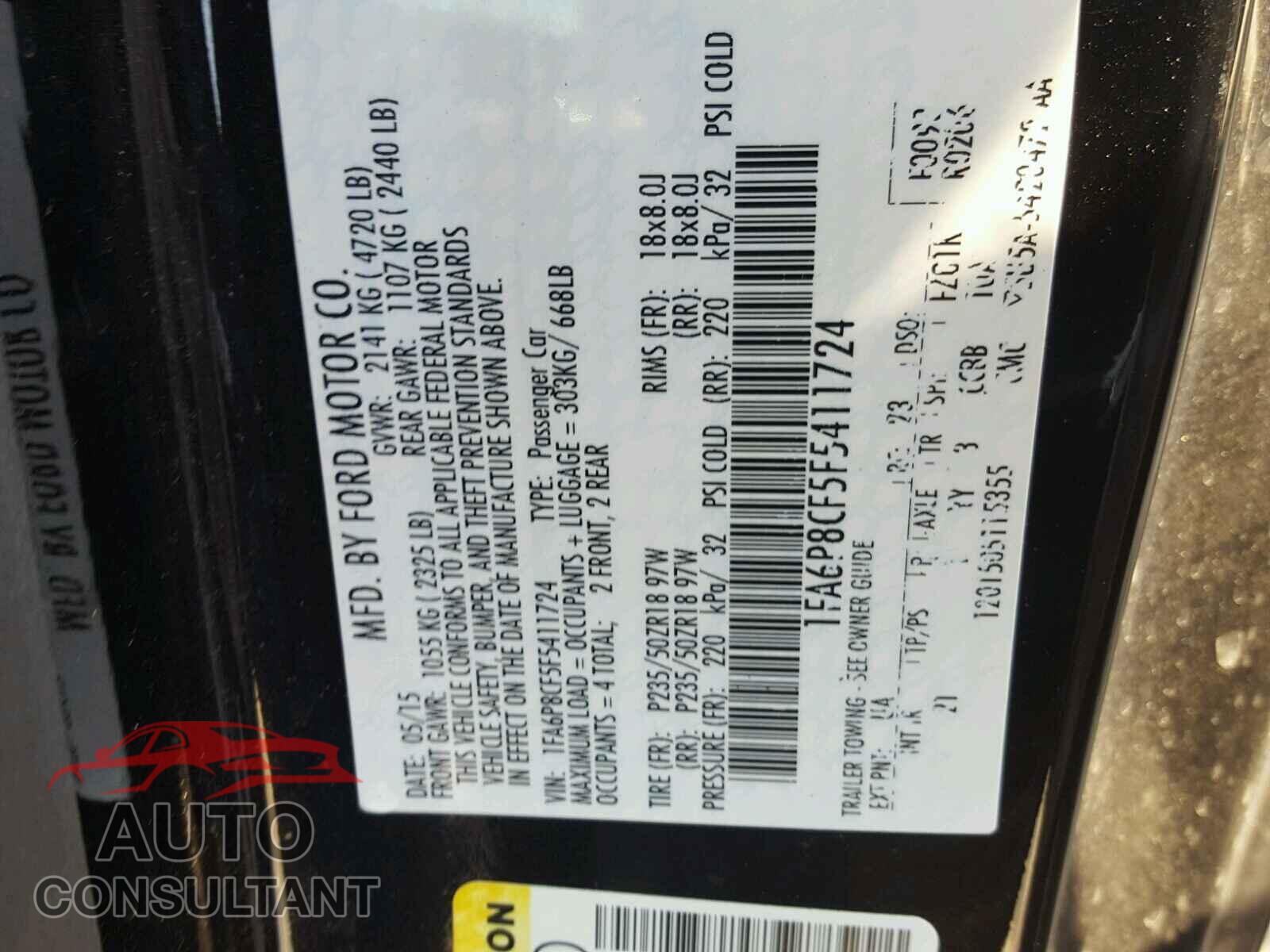 FORD MUSTANG 2015 - 1FA6P8CF5F5411724