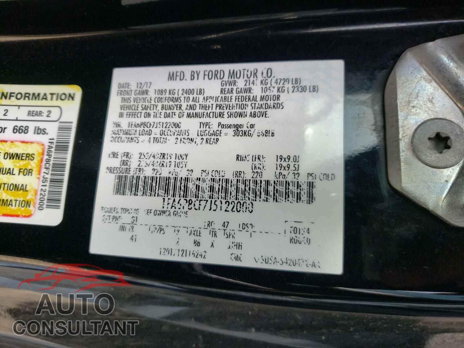 FORD MUSTANG 2018 - 1FA6P8CF7J5122000