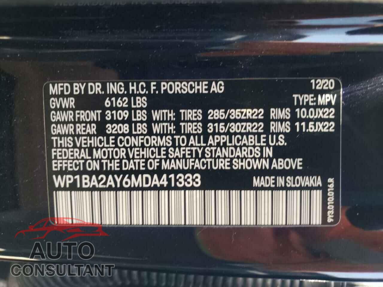 PORSCHE CAYENNE 2021 - WP1BA2AY6MDA41333