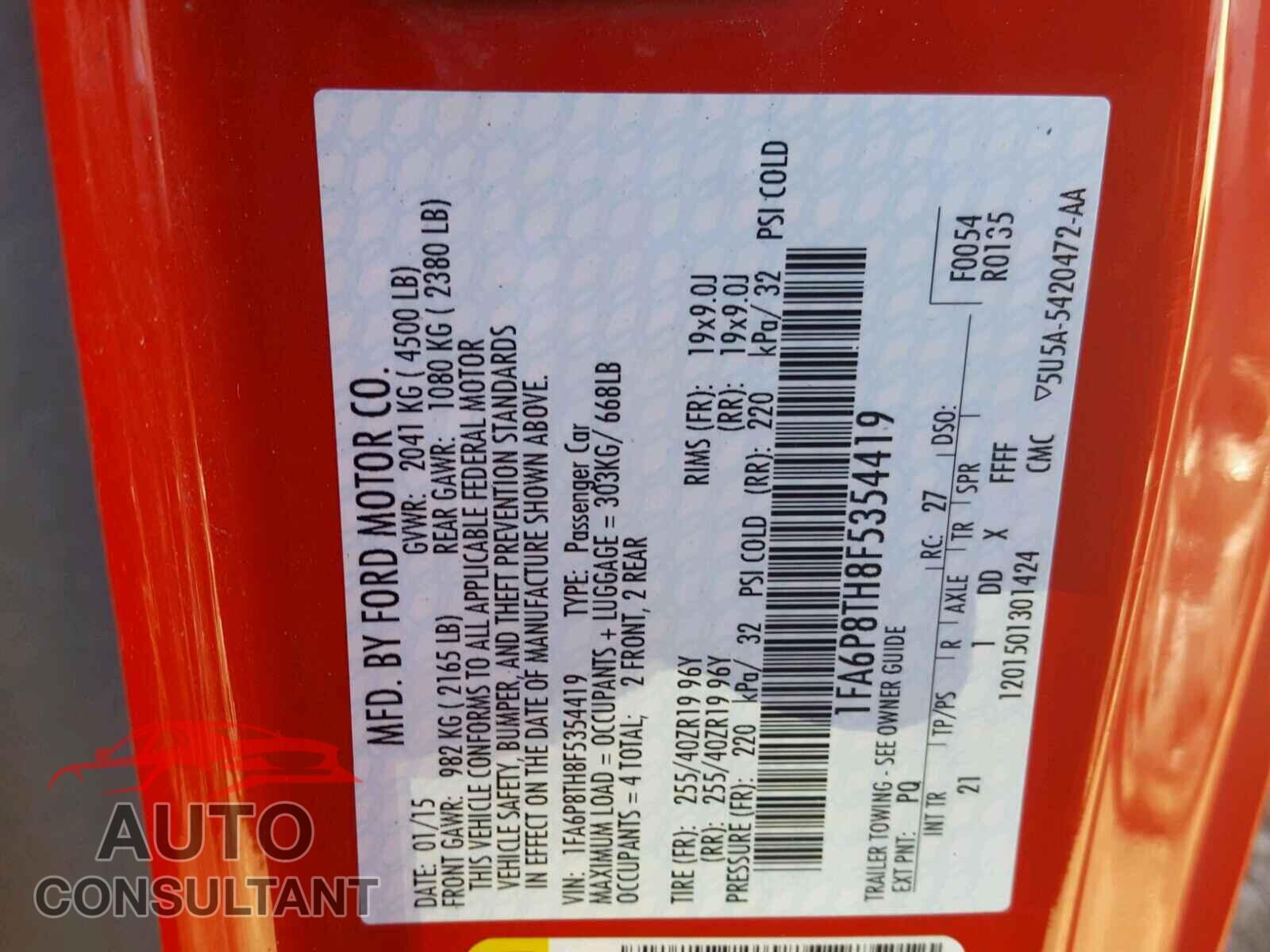 FORD MUSTANG 2015 - 1FA6P8TH8F5354419