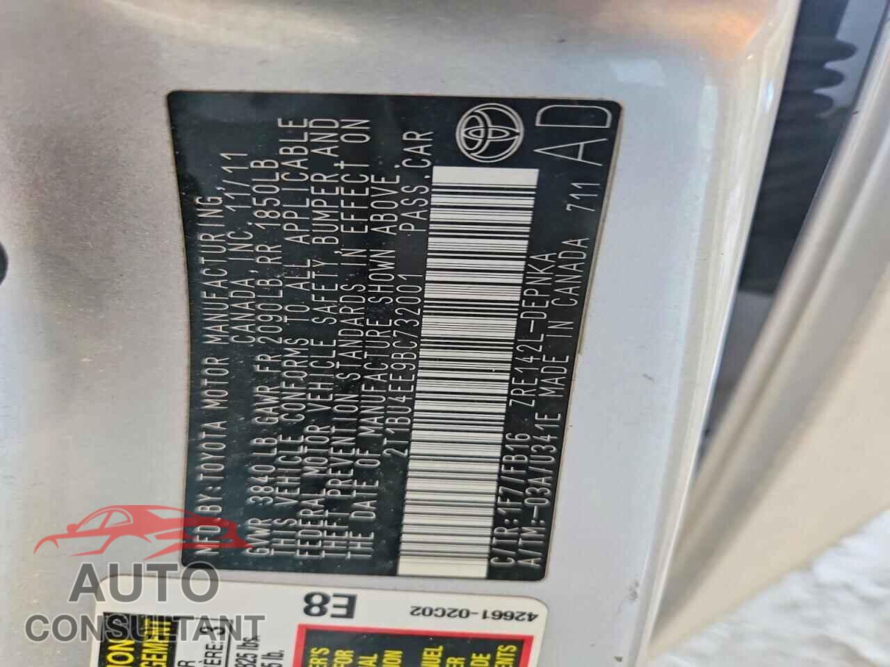 TOYOTA COROLLA 2011 - 2T1BU4EE9BC732001