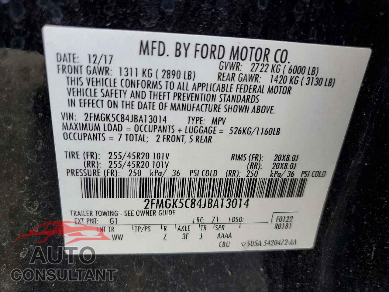 FORD FLEX 2018 - 2FMGK5C84JBA13014