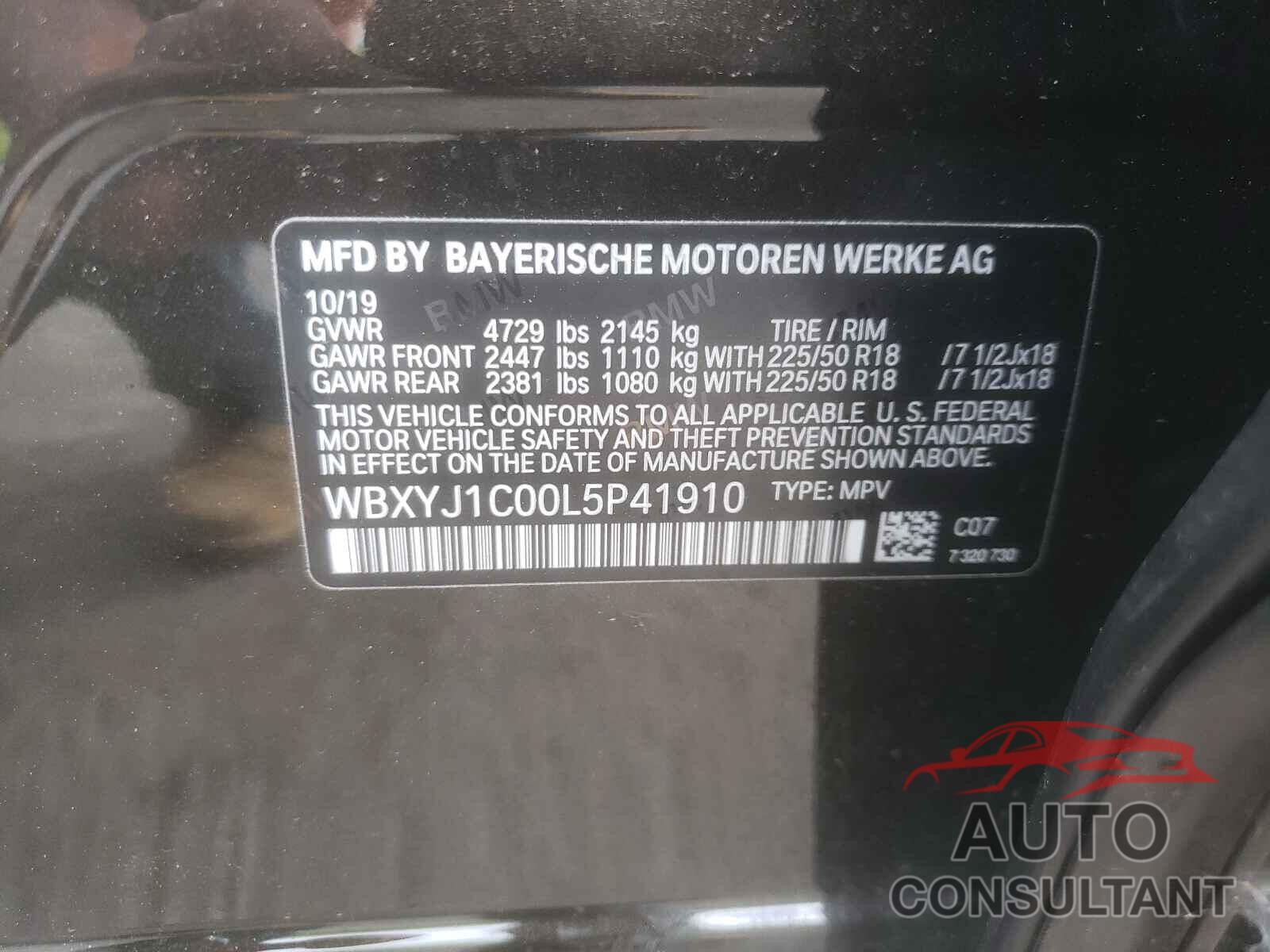 BMW X2 2020 - WBXYJ1C00L5P41910