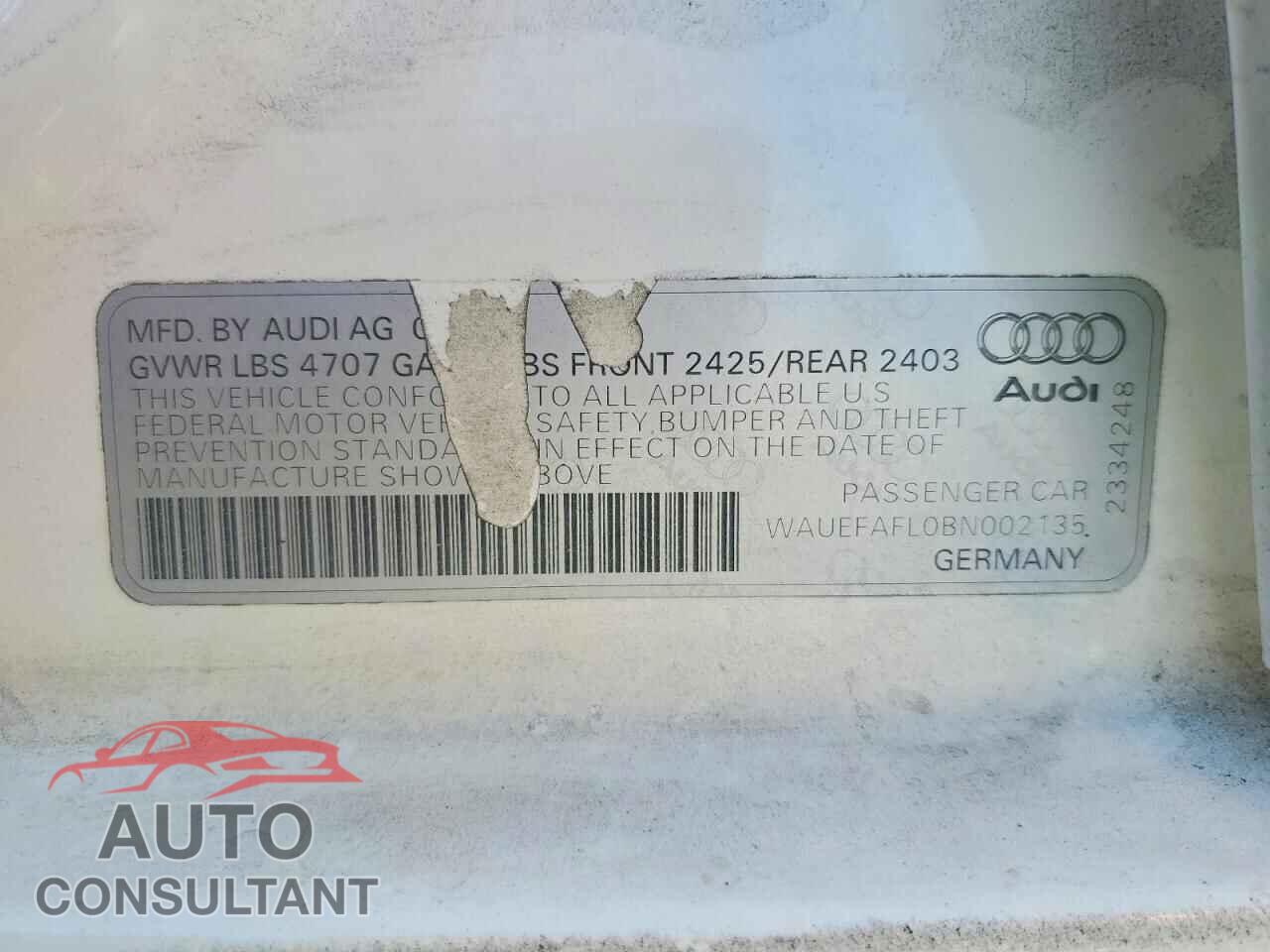 AUDI A4 2011 - WAUEFAFL0BN002135