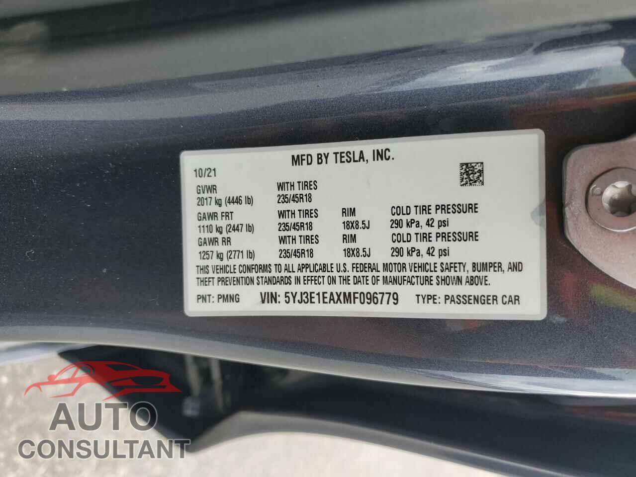 TESLA MODEL 3 2021 - 5YJ3E1EAXMF096779