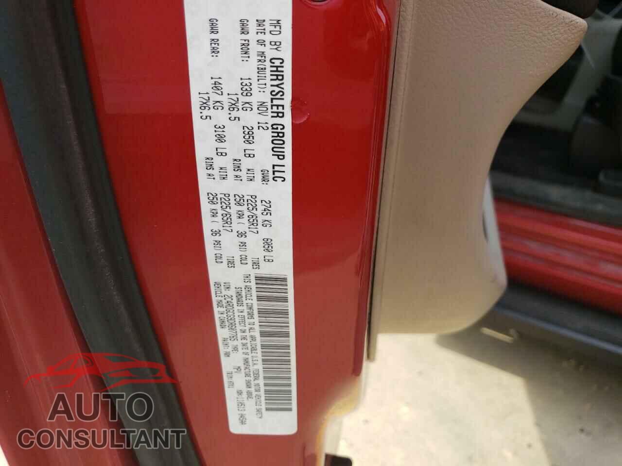 DODGE CARAVAN 2013 - 2C4RDGCG9DR607765