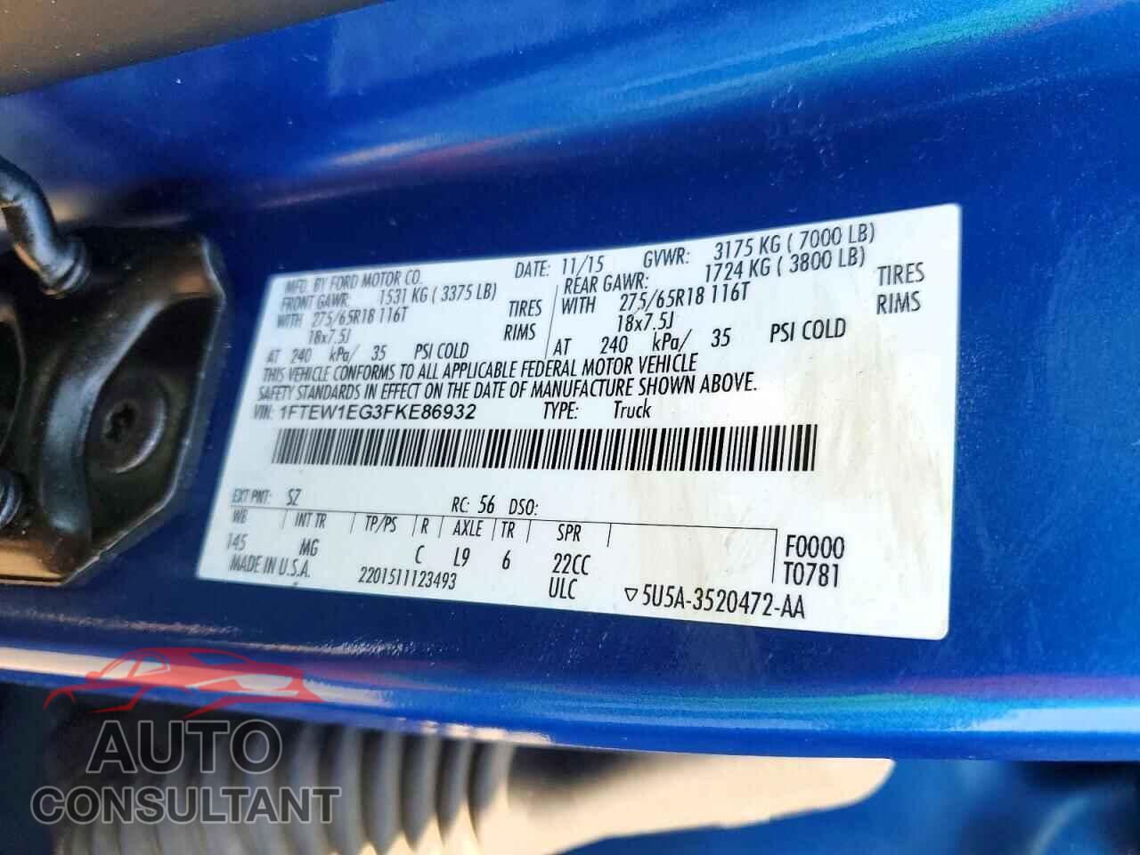 FORD F150 2015 - 1FTEW1EG3FKE86932