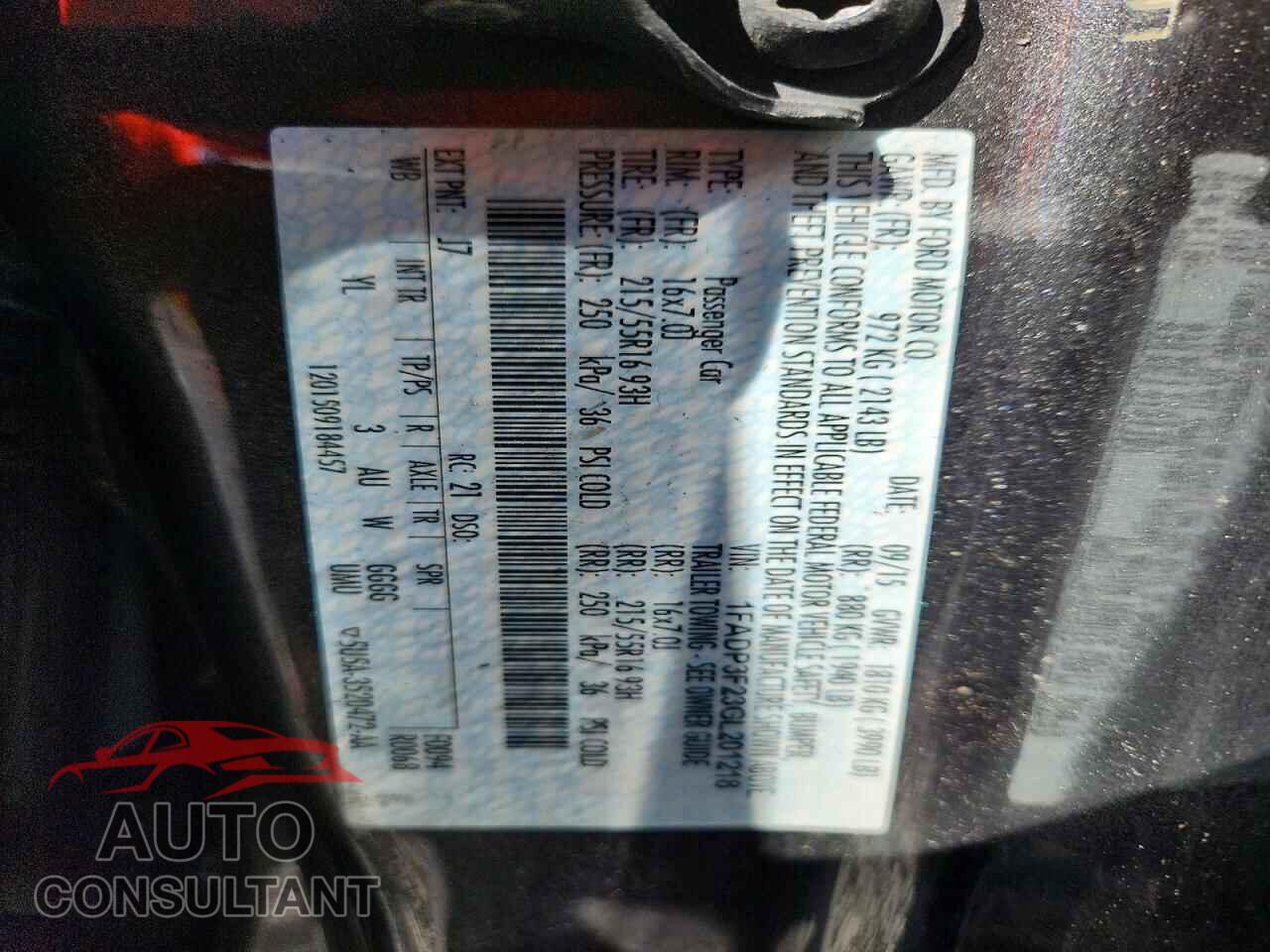 FORD FOCUS 2016 - 1FADP3F23GL201218