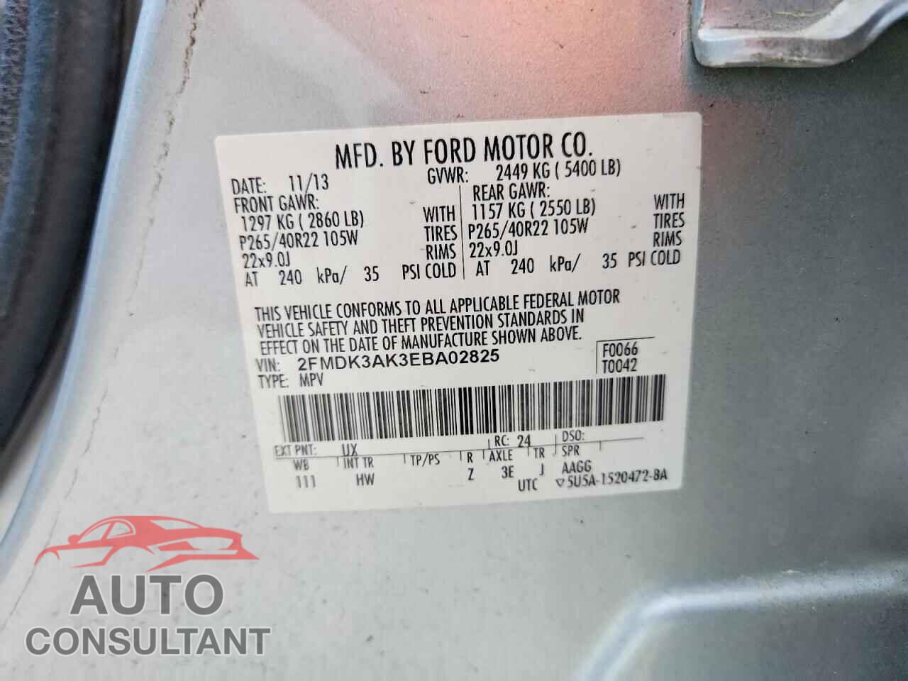 FORD EDGE 2014 - 2FMDK3AK3EBA02825