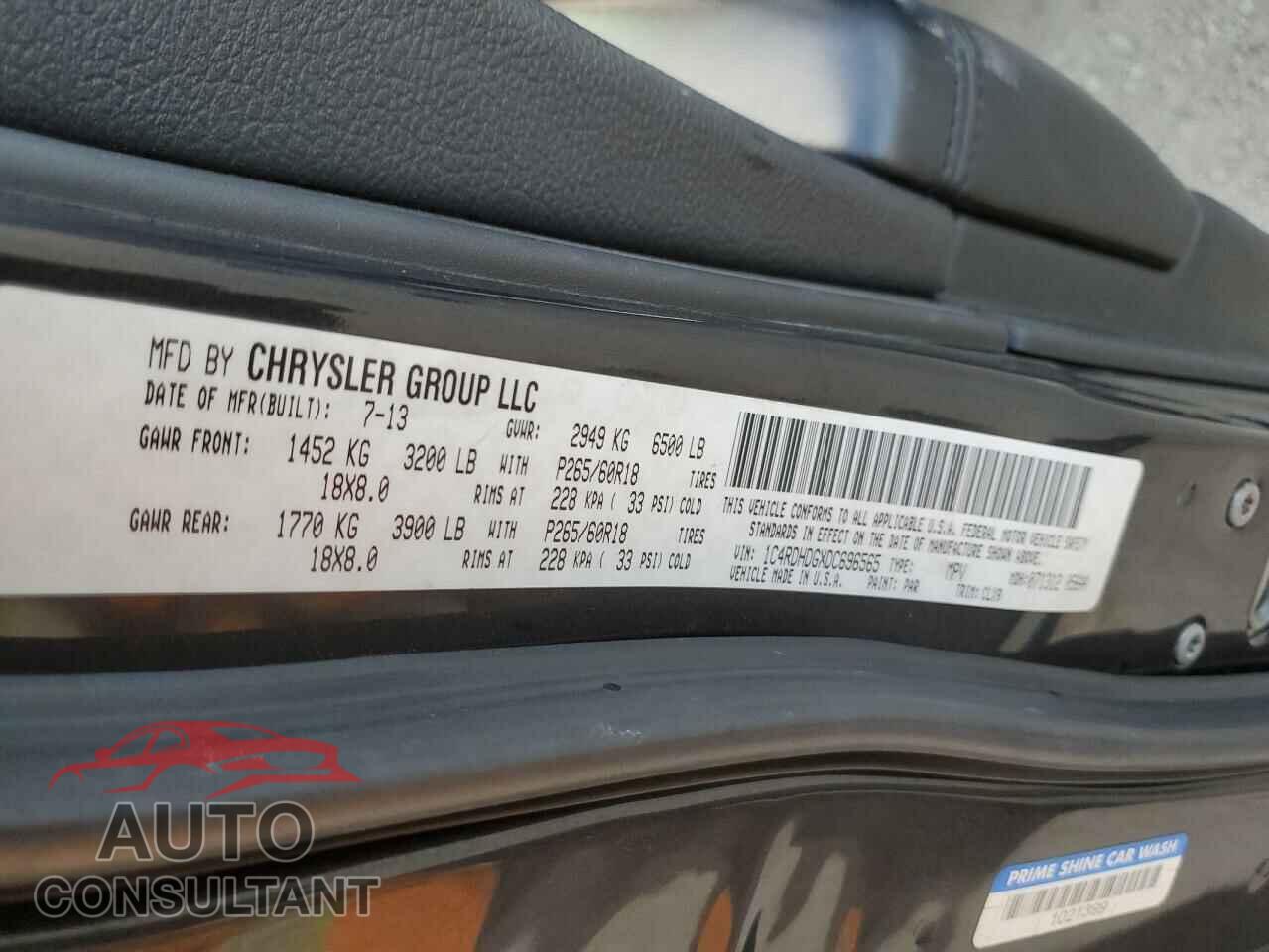DODGE DURANGO 2013 - 1C4RDHDGXDC696565