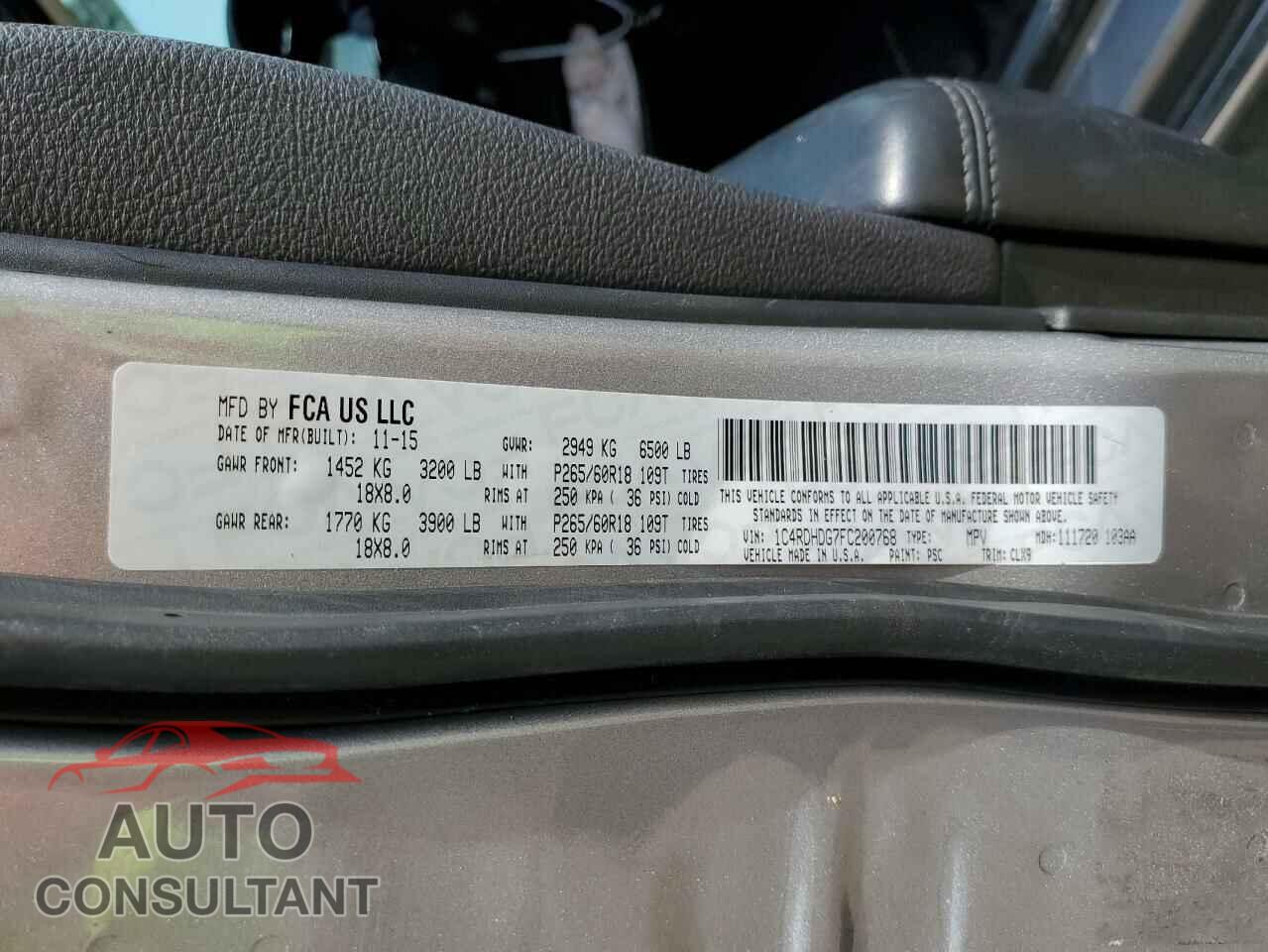 DODGE DURANGO 2015 - 1C4RDHDG7FC200768