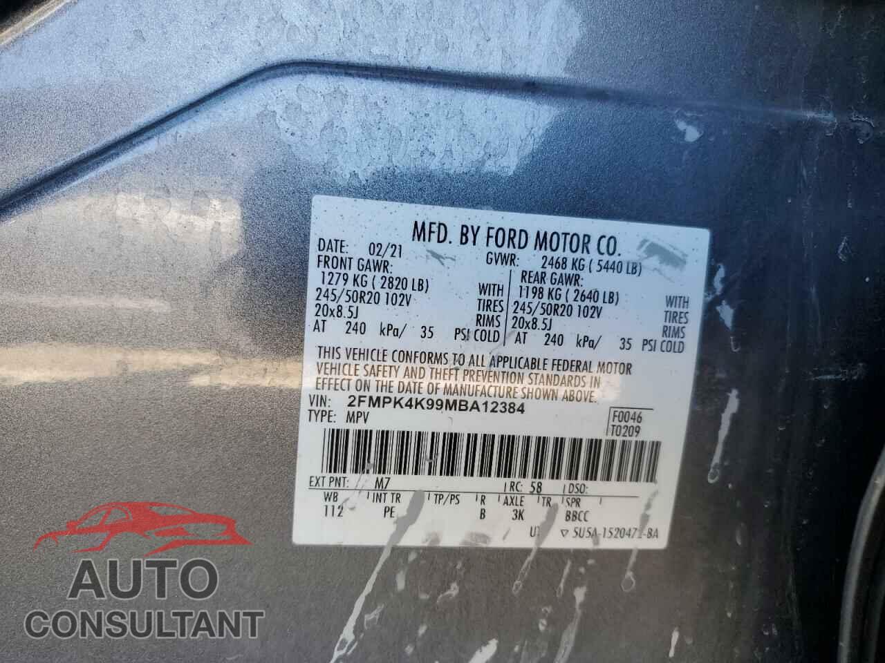 FORD EDGE 2021 - 2FMPK4K99MBA12384