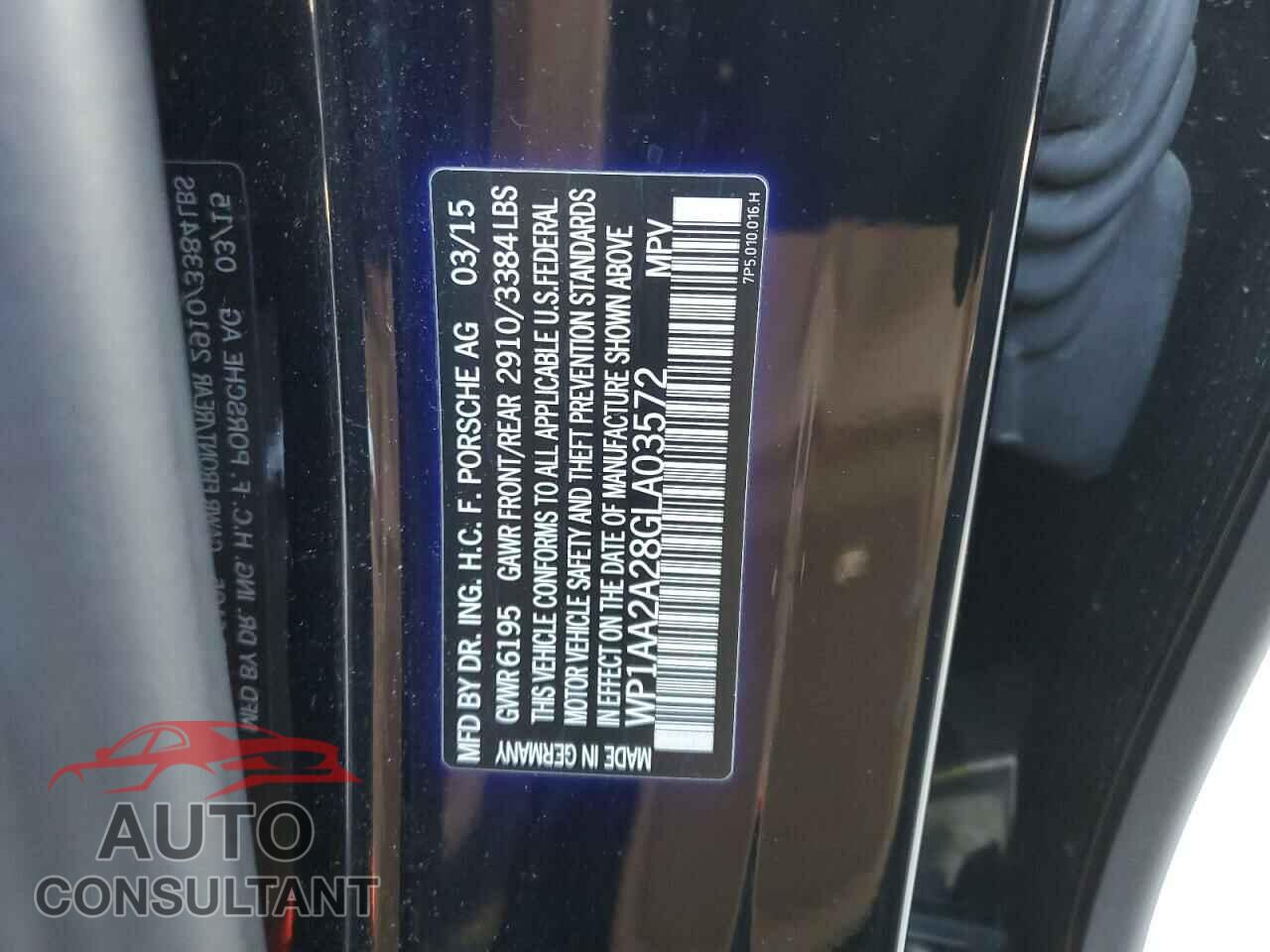 PORSCHE CAYENNE 2016 - WP1AA2A28GLA03572
