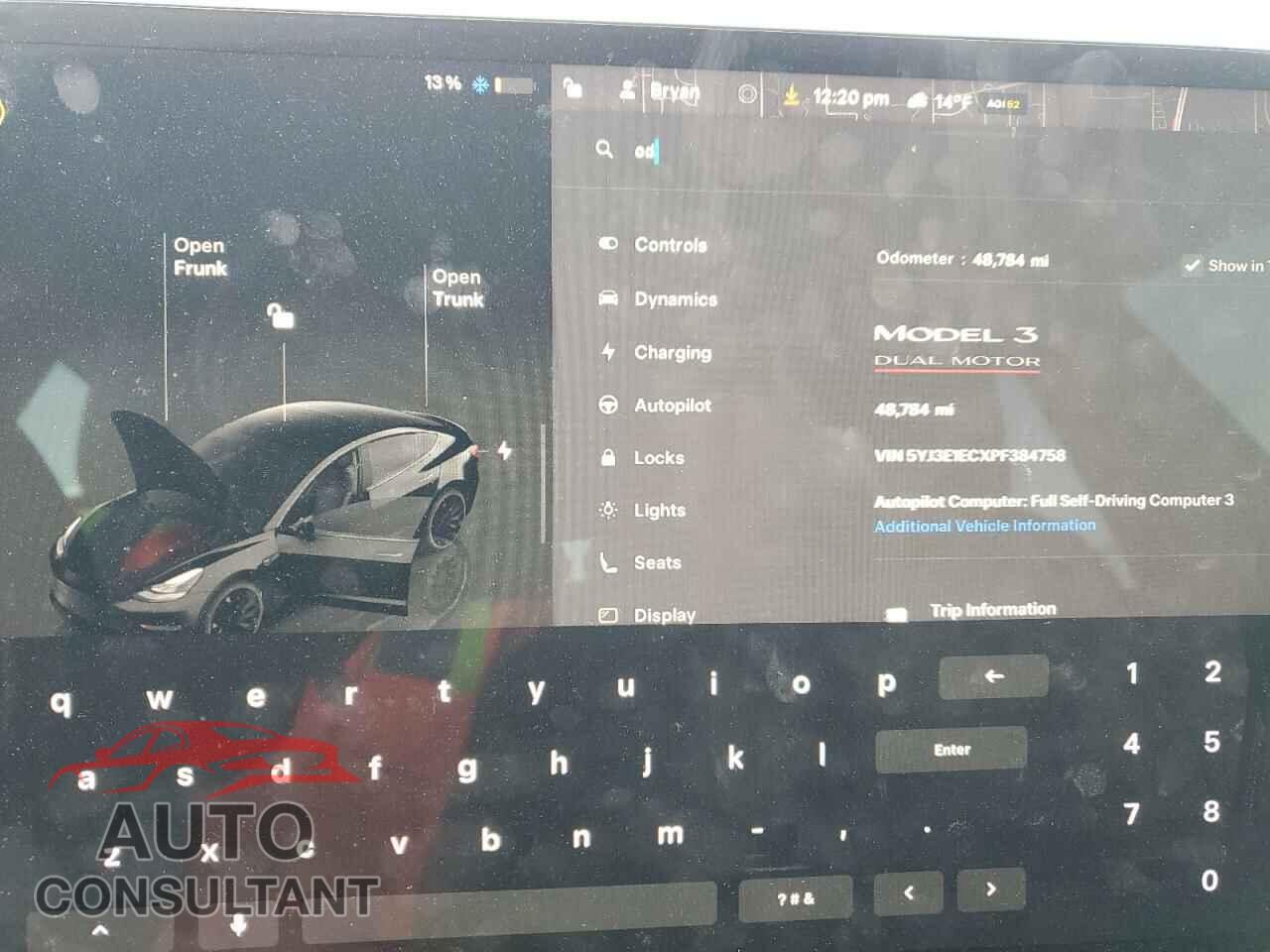 TESLA MODEL 3 2023 - 5YJ3E1ECXPF384758