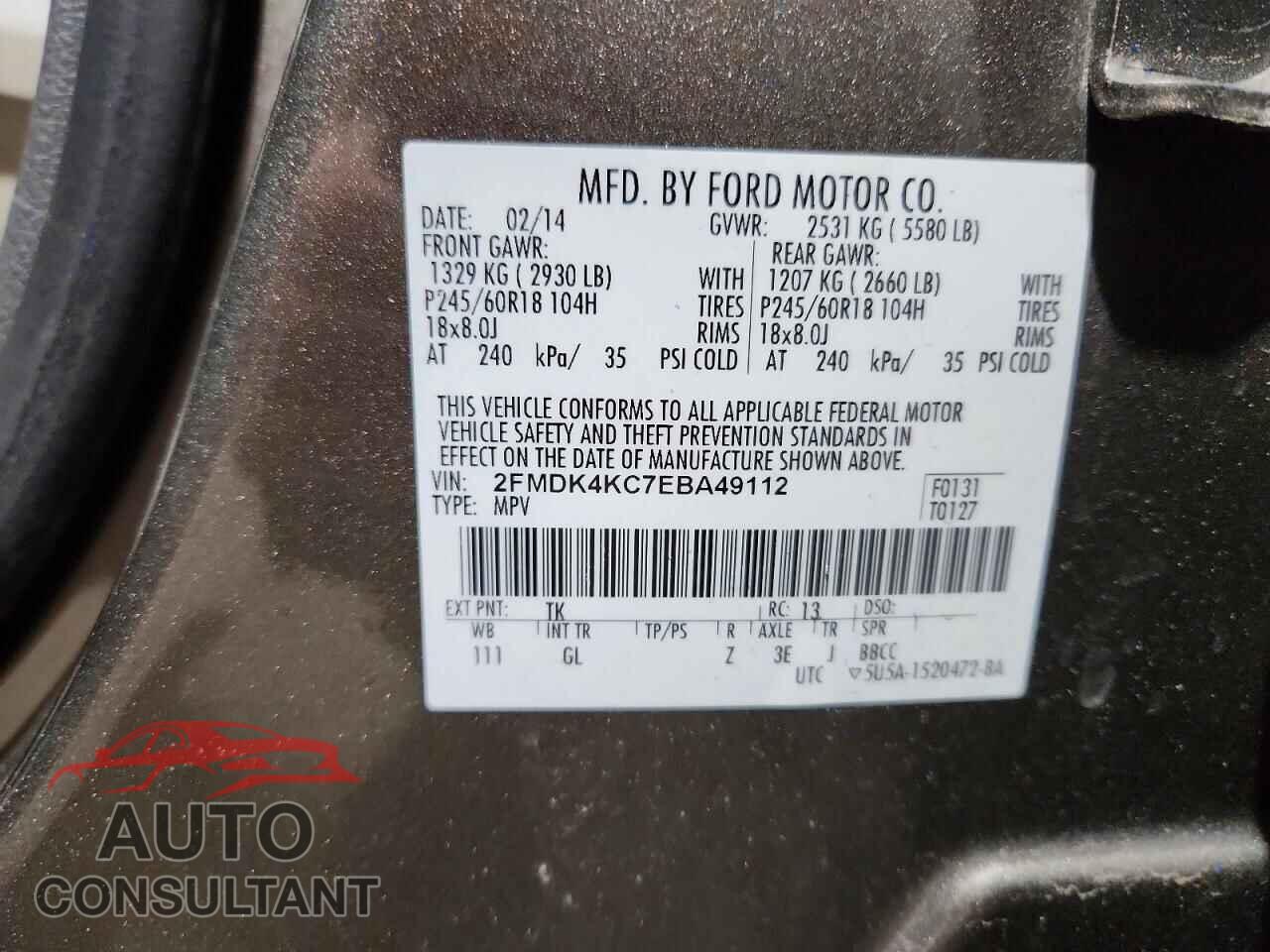 FORD EDGE 2014 - 2FMDK4KC7EBA49112
