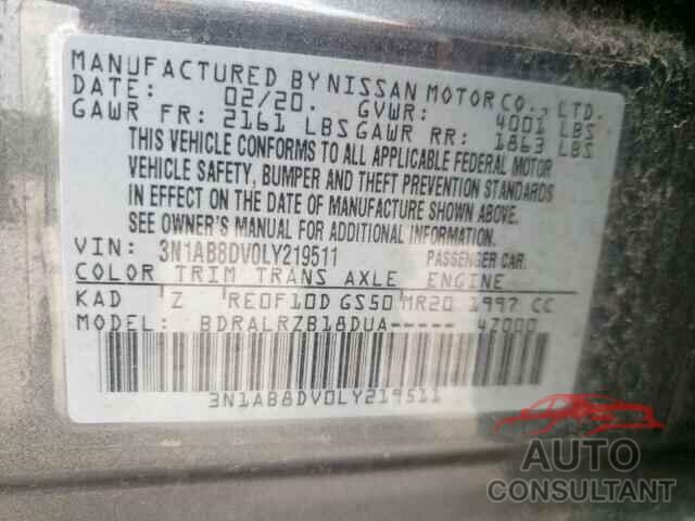 NISSAN SENTRA 2020 - 3N1AB8DV0LY219511