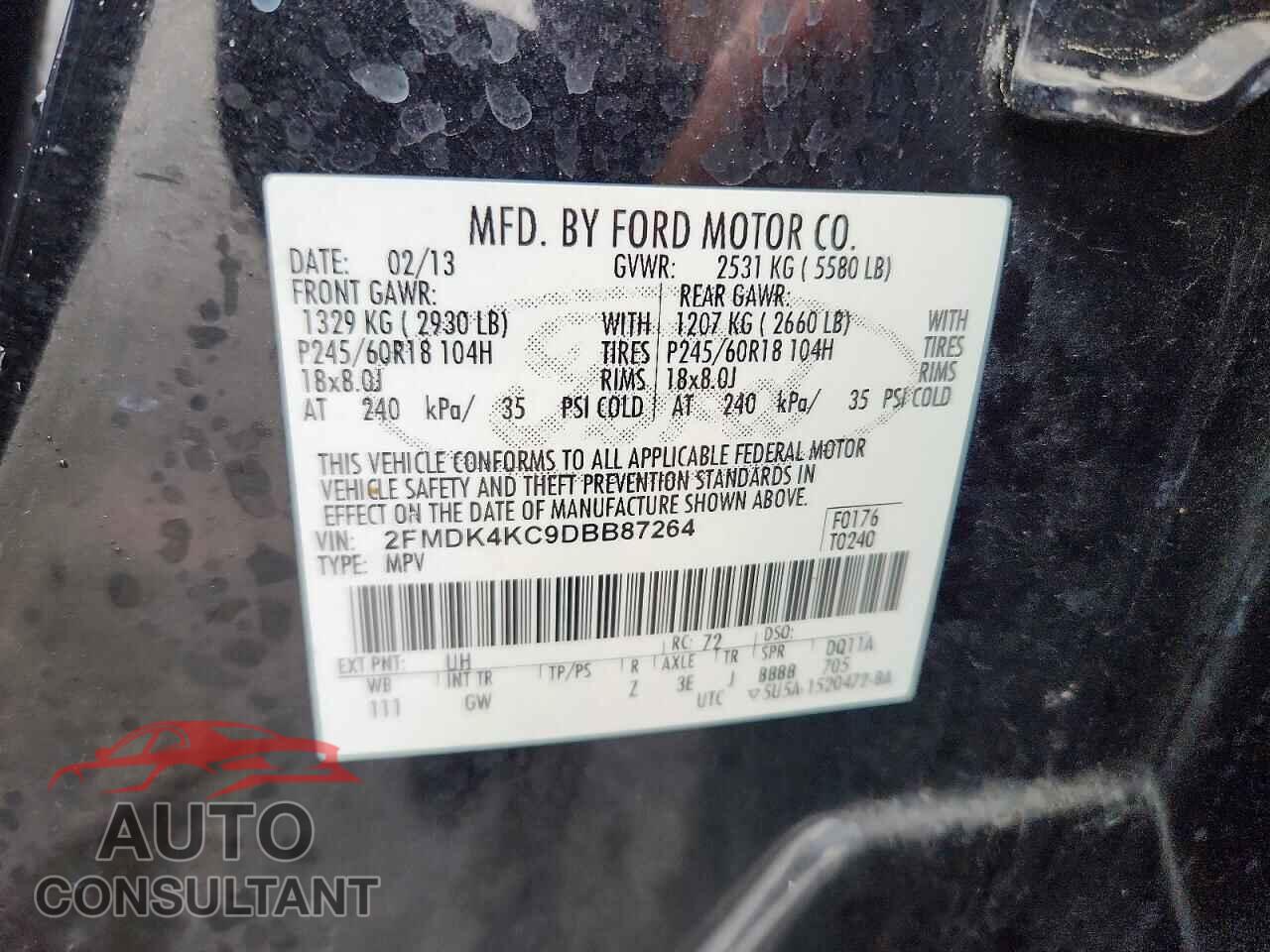 FORD EDGE 2013 - 2FMDK4KC9DBB87264