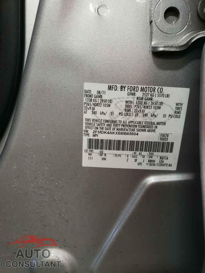 FORD EDGE 2011 - 2FMDK4AKXBBB65604