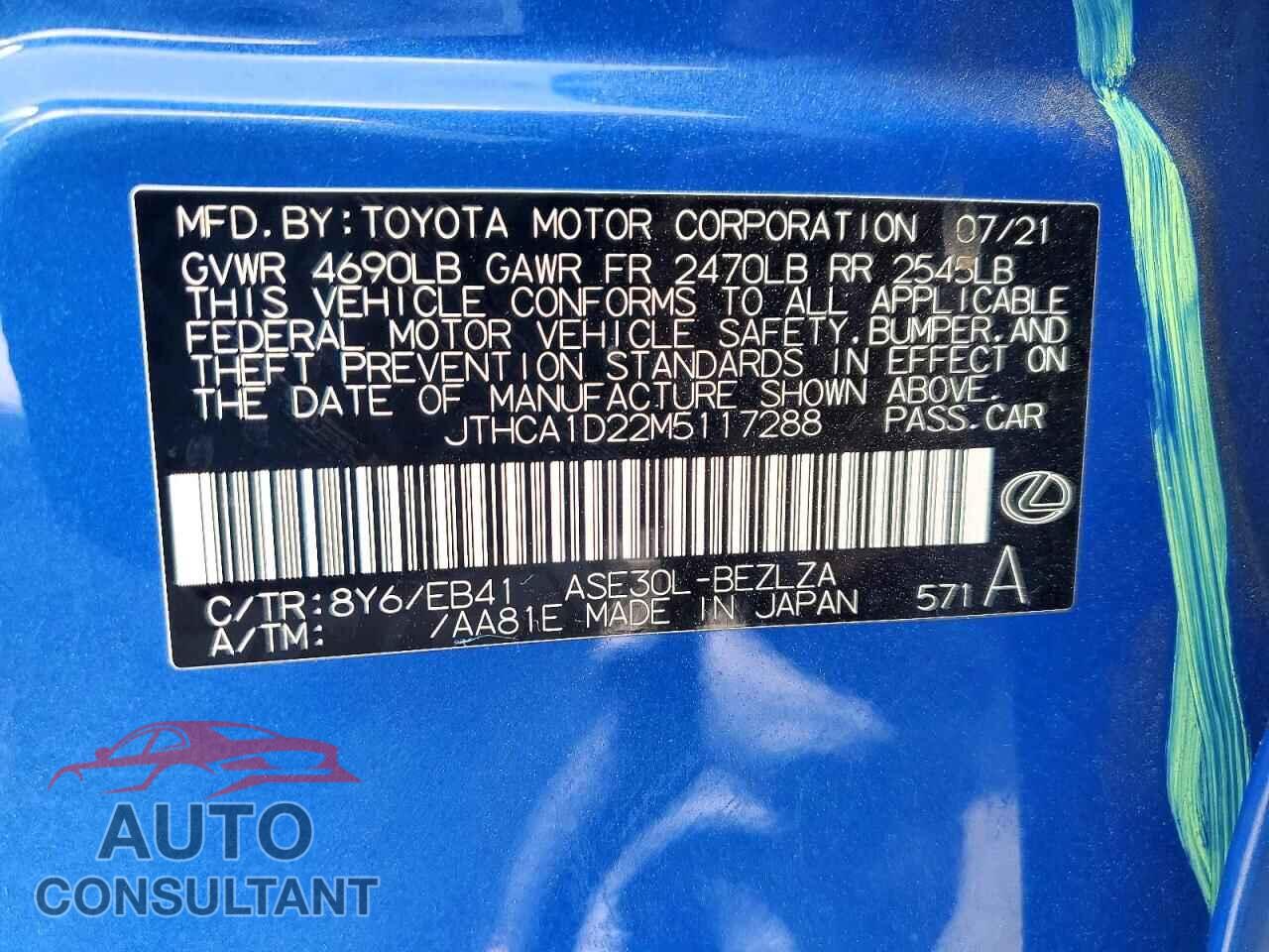LEXUS IS 2021 - JTHCA1D22M5117288