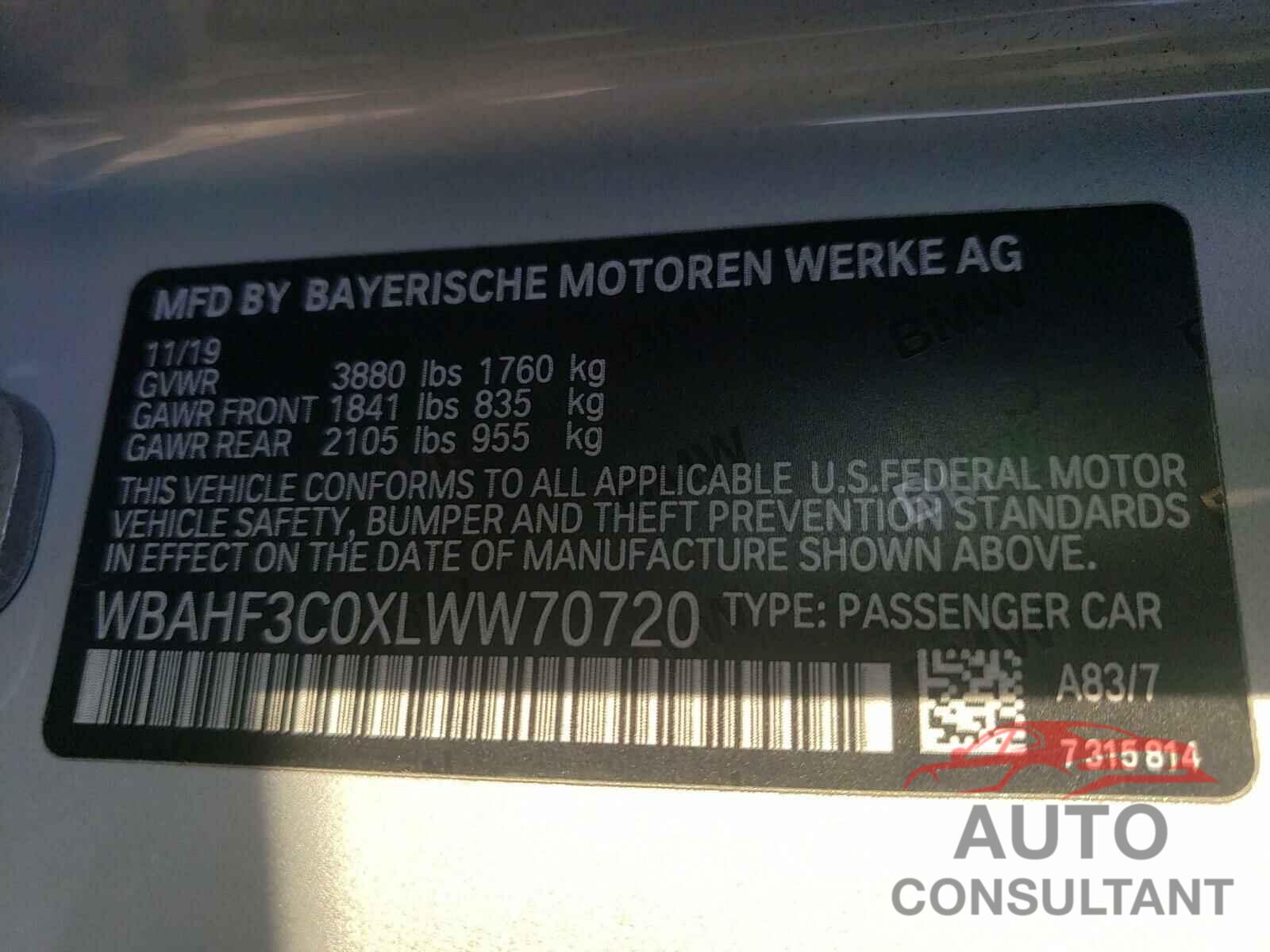 BMW Z4 2020 - WBAHF3C0XLWW70720