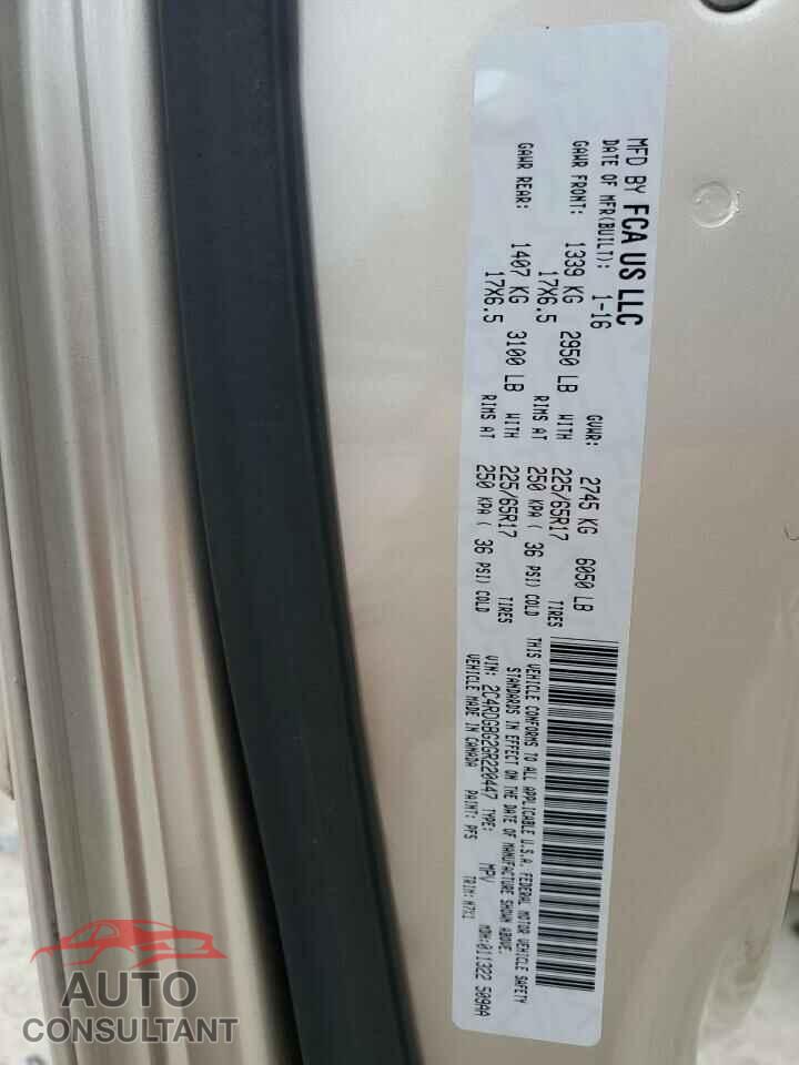 DODGE CARAVAN 2016 - 2C4RDGBG2GR220447