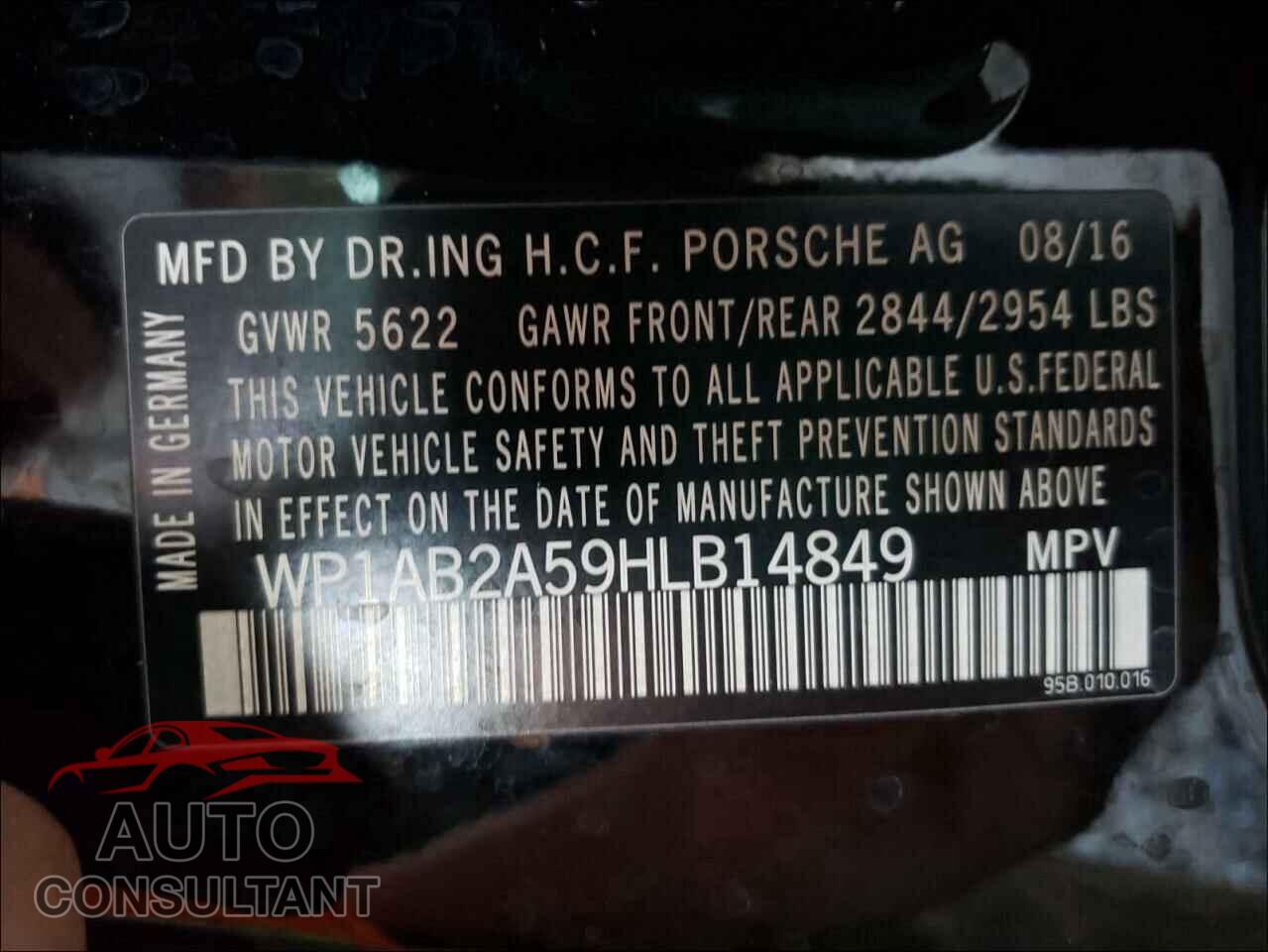 PORSCHE MACAN 2017 - WP1AB2A59HLB14849