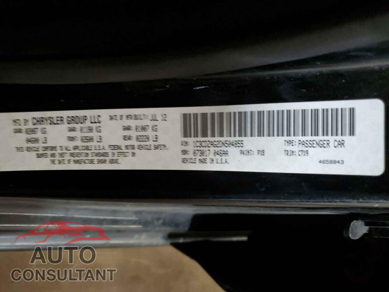DODGE AVENGER 2013 - 1C3CDZAG2DN504855