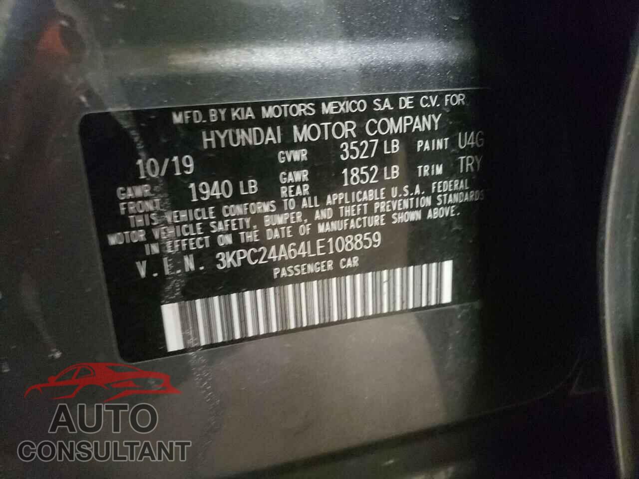 HYUNDAI ACCENT 2020 - 3KPC24A64LE108859