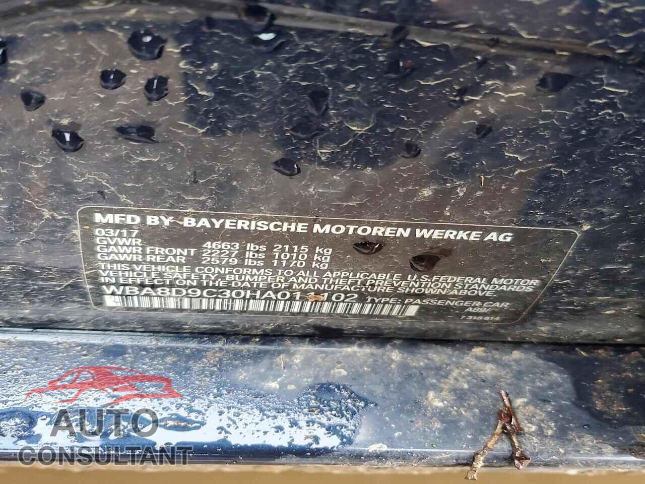 BMW 3 SERIES 2017 - WBA8D9C30HA011102