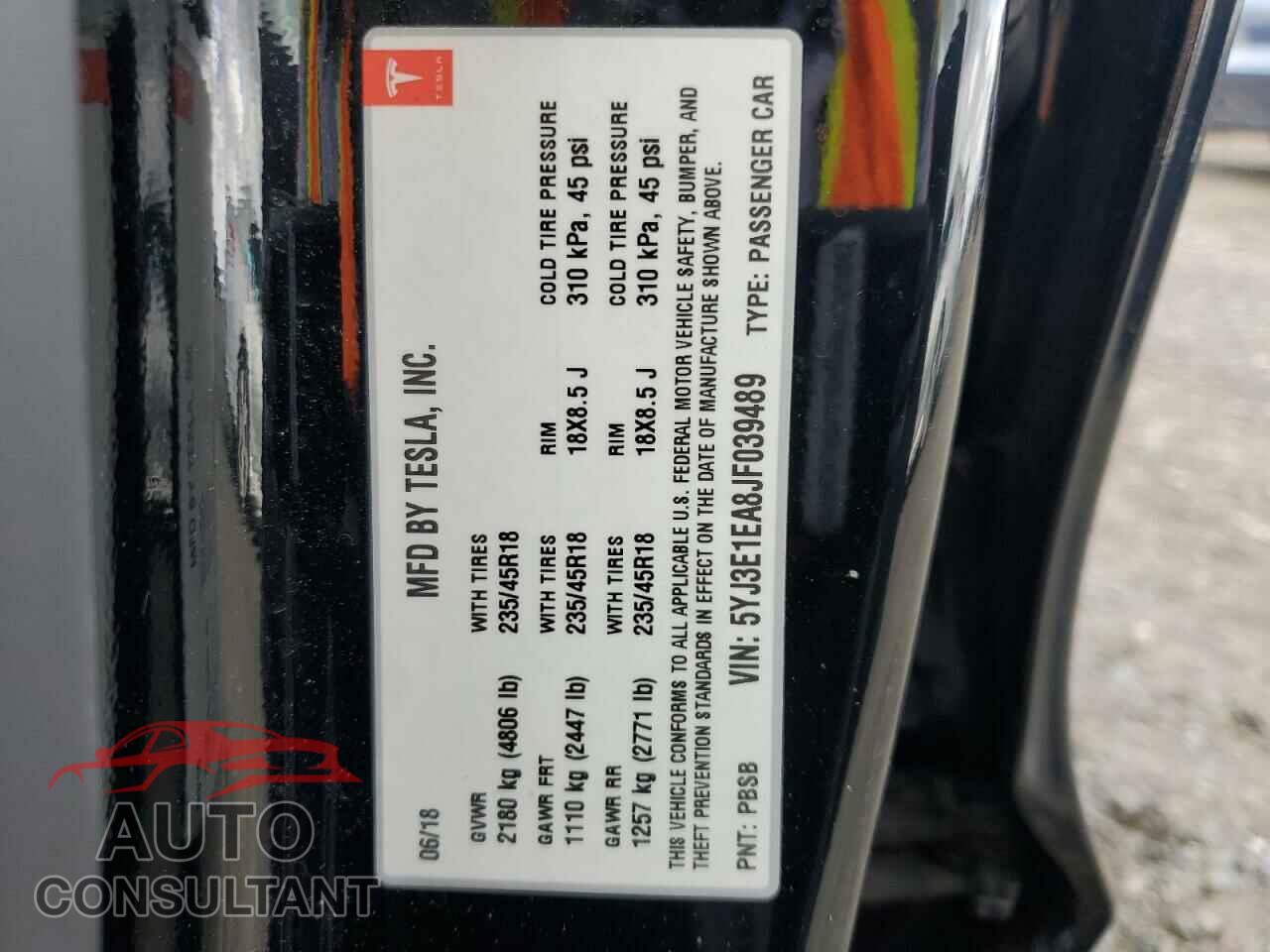 TESLA MODEL 3 2018 - 5YJ3E1EA8JF039489
