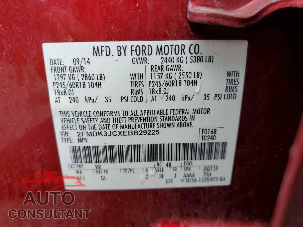 FORD EDGE 2014 - 2FMDK3JCXEBB29225