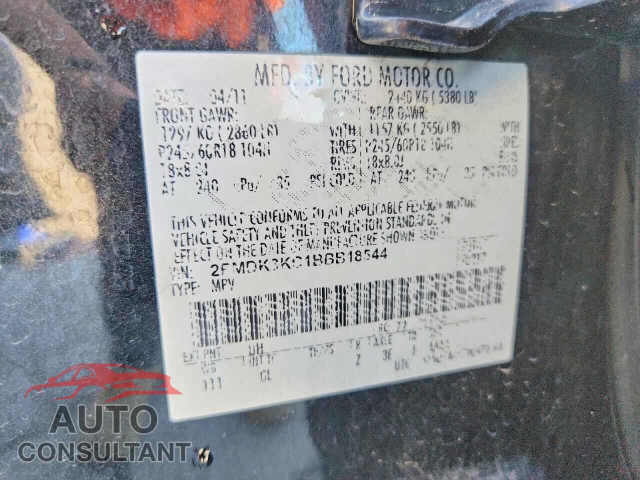 FORD EDGE 2011 - 2FMDK3KC1BBB18544