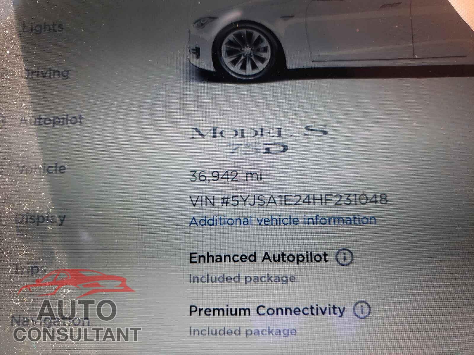 TESLA MODEL S 2017 - 5YJSA1E24HF231048
