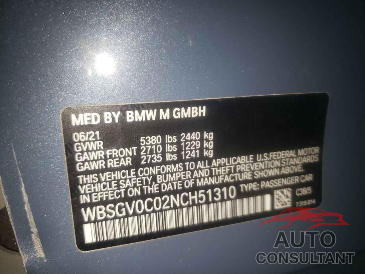 BMW M8 2022 - WBSGV0C02NCH51310