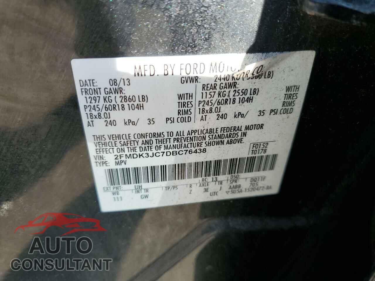 FORD EDGE 2013 - 2FMDK3JC7DBC76438
