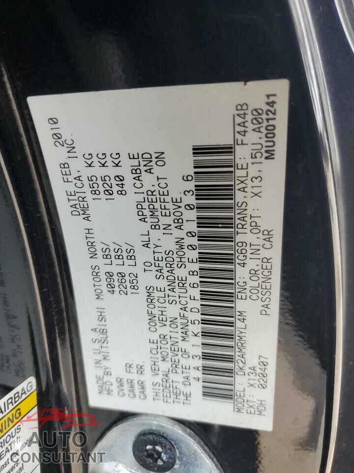MITSUBISHI ECLIPSE 2011 - 4A31K5DF6BE001036