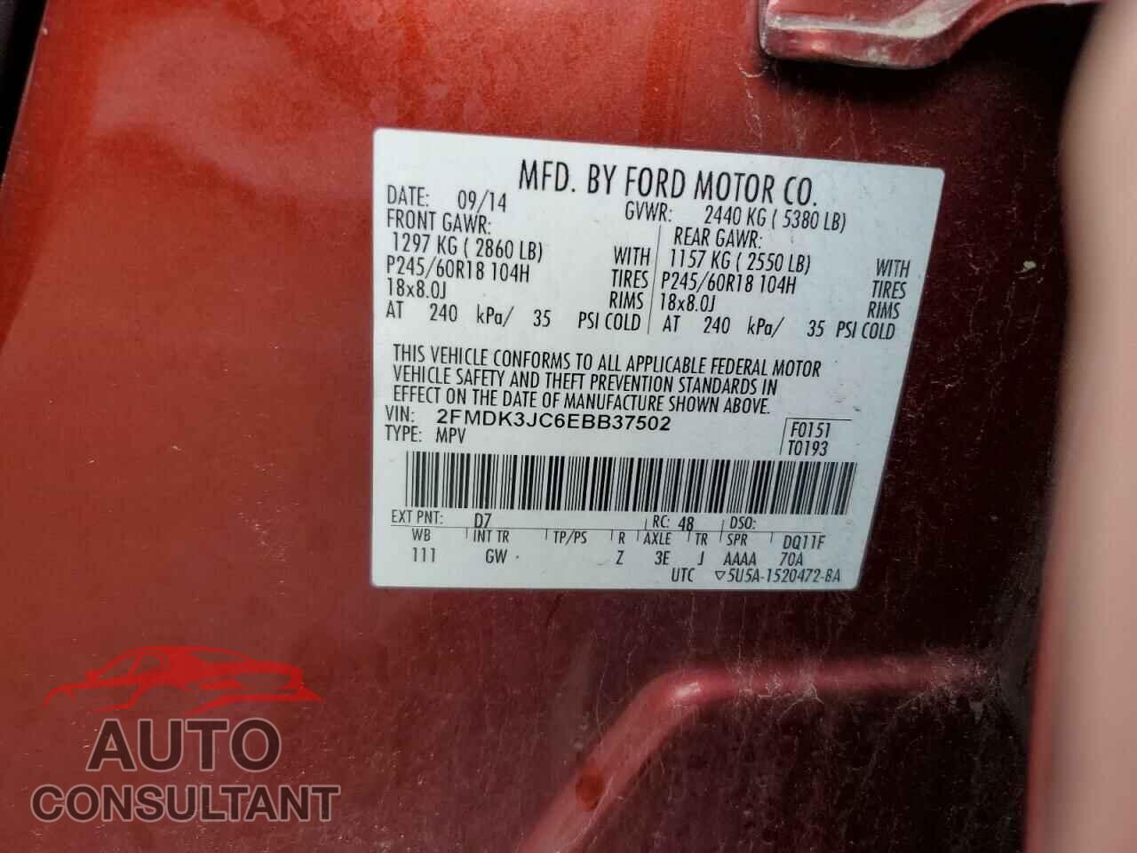 FORD EDGE 2014 - 2FMDK3JC6EBB37502