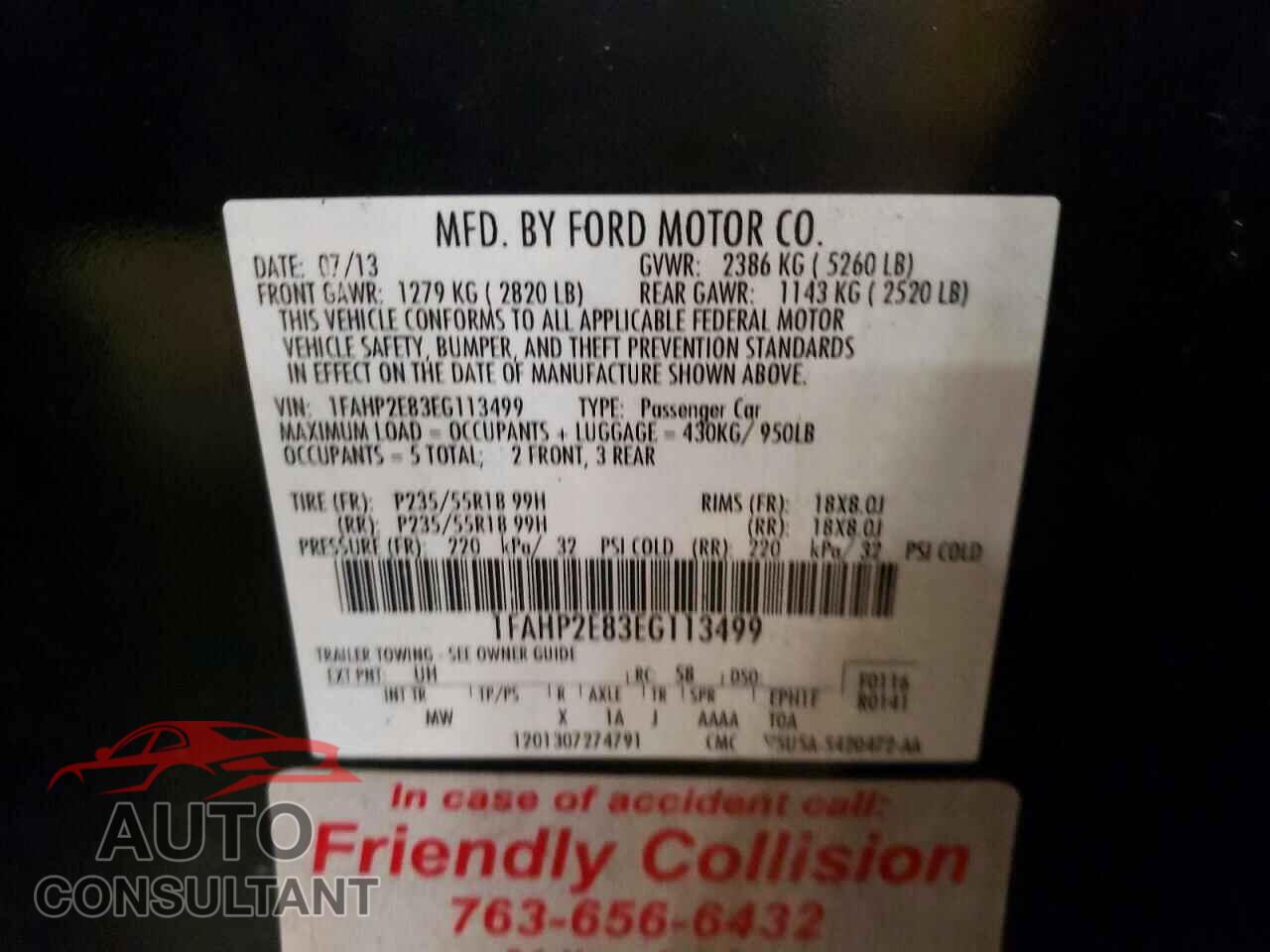 FORD TAURUS 2014 - 1FAHP2E83EG113499