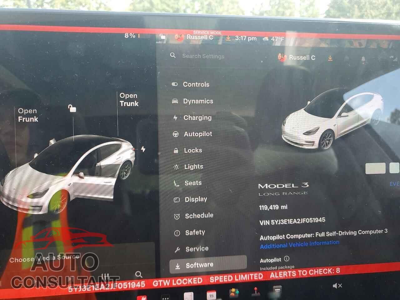TESLA MODEL 3 2018 - 5YJ3E1EA2JF051945