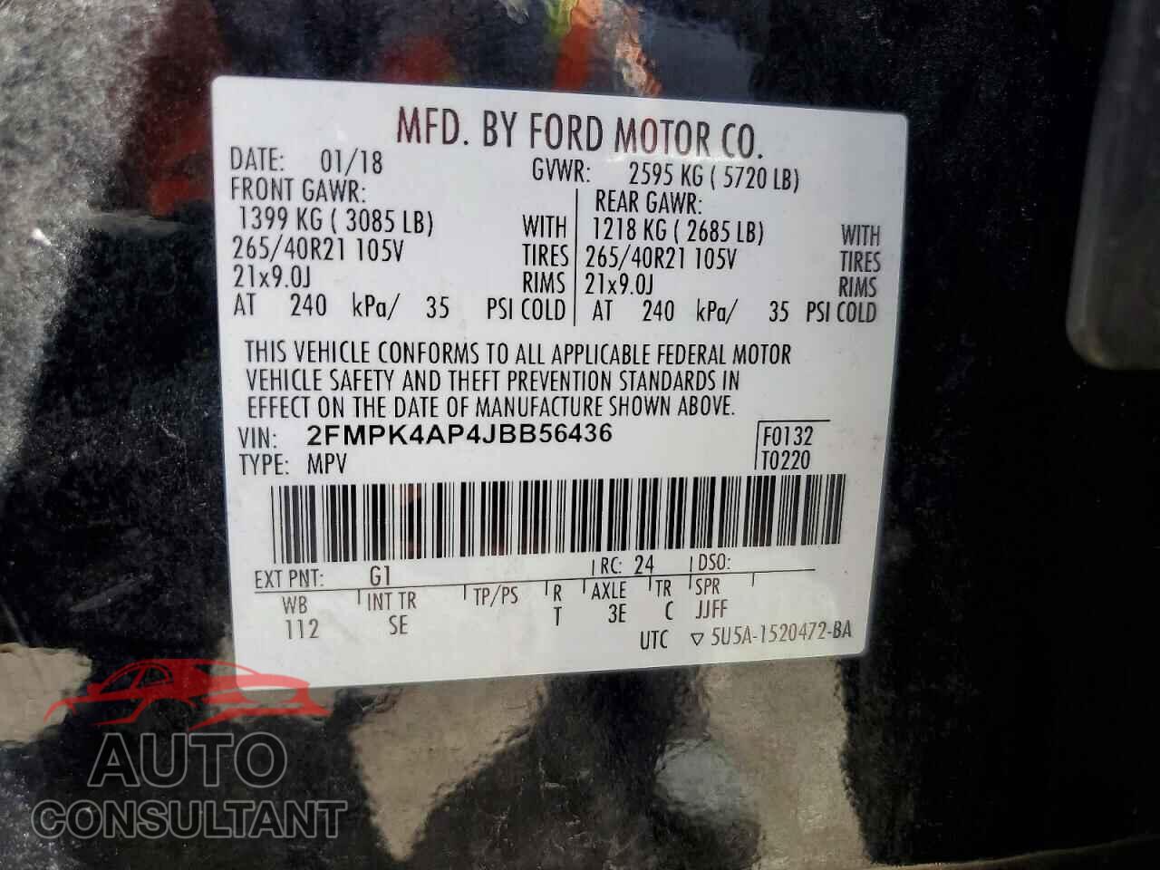 FORD EDGE 2018 - 2FMPK4AP4JBB56436